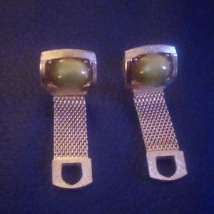 Vintage Swank cuff links with light green stone